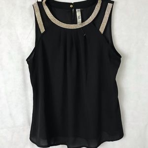 Black Bling Neck Top, Sz. XL